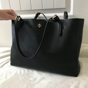 Tory Burch York black leather tote authentic